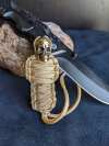 💀Paracord Keychain Mummy Brass Skull --Handmade EDC Zipper Lanyard Knife Bead