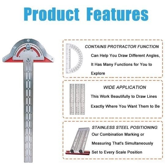 Christmas Hot Sale 48% OFF - 🔧Ultra Precision Marking Ruler Square T Type Woodworking Scriber Measuring Tool