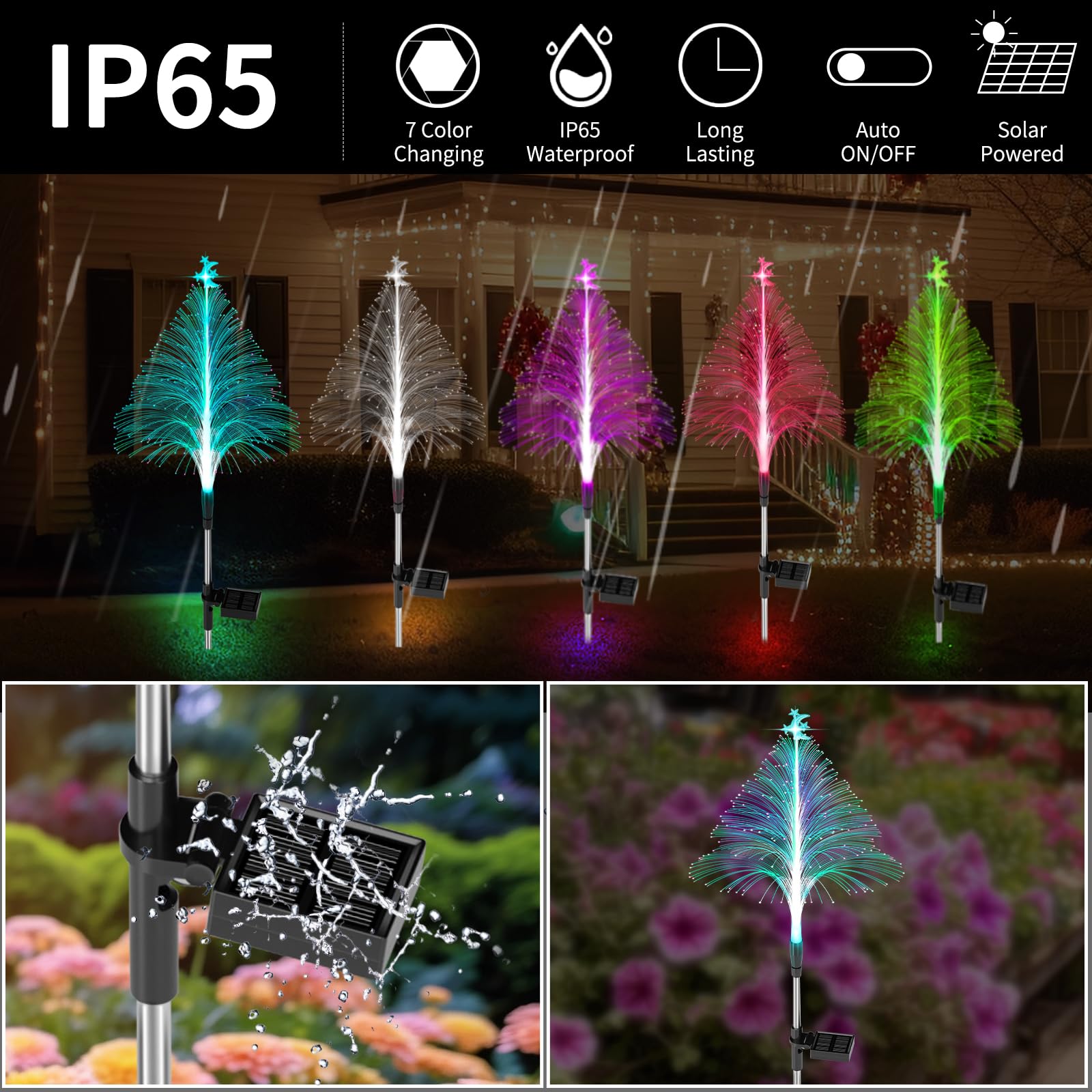 🎄🌈Solar Power Color Changing Christmas Tree Outdoor Lights