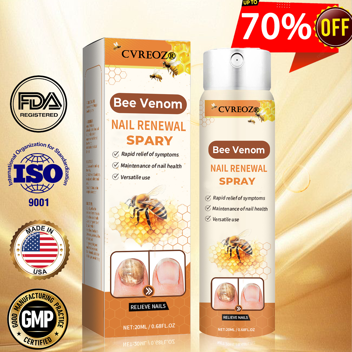 🔥Last Day Promotion 70% OFF💥Cvreoz® Bee Venom Nail Renewal Spray