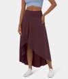 🌟A limited time special🌟 High Waisted High Low Ruffle 2-in-1 Flowy Quick Dry Casual Regular Maxi Skirt