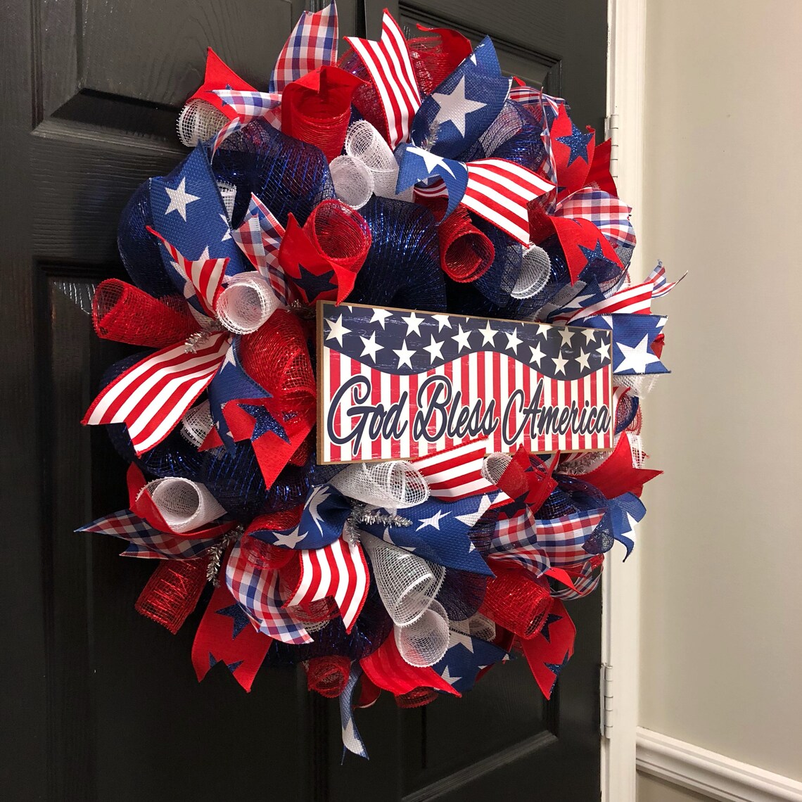 🔥Handmade God Bless America Patriotic Wreath