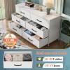 WLIVE Wide Fabric Dresser, 6 Drawer Dresser TV Stand for 60