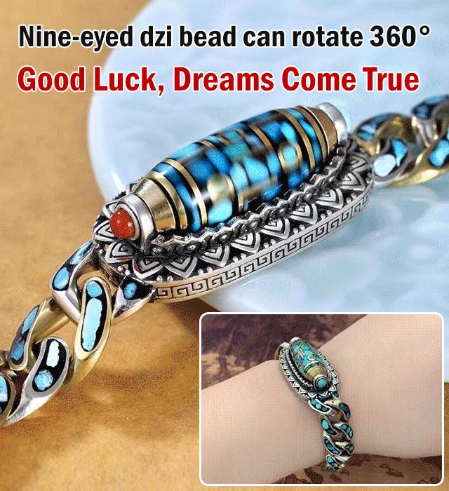 🔥Hot Sale 50% OFF🔥Turquoise Six-character Mantra Nine-eyed Dzi Bead Bracelet