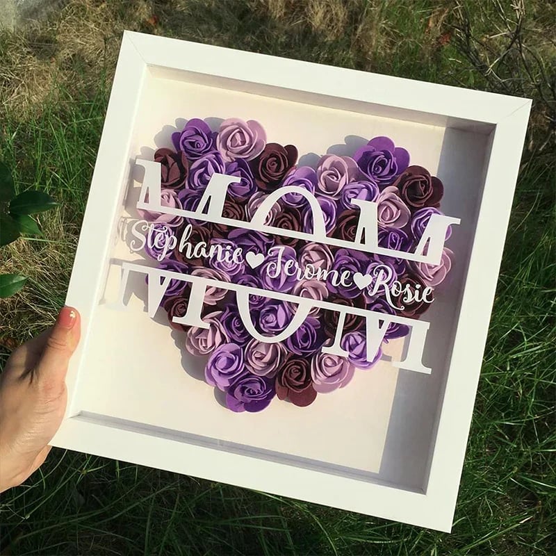 BUY 2 FREE SHIPPING-Personalized Mom Flower Shadow Box With Name For Mother's Day