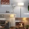 2-Light Floor Lamp, Mid Century Floor Lamp with White Fabric Shade, Standing Lamp Tall Lamp for Living Room Bedroom, 3 Color Temperatures 9W Bulb Include