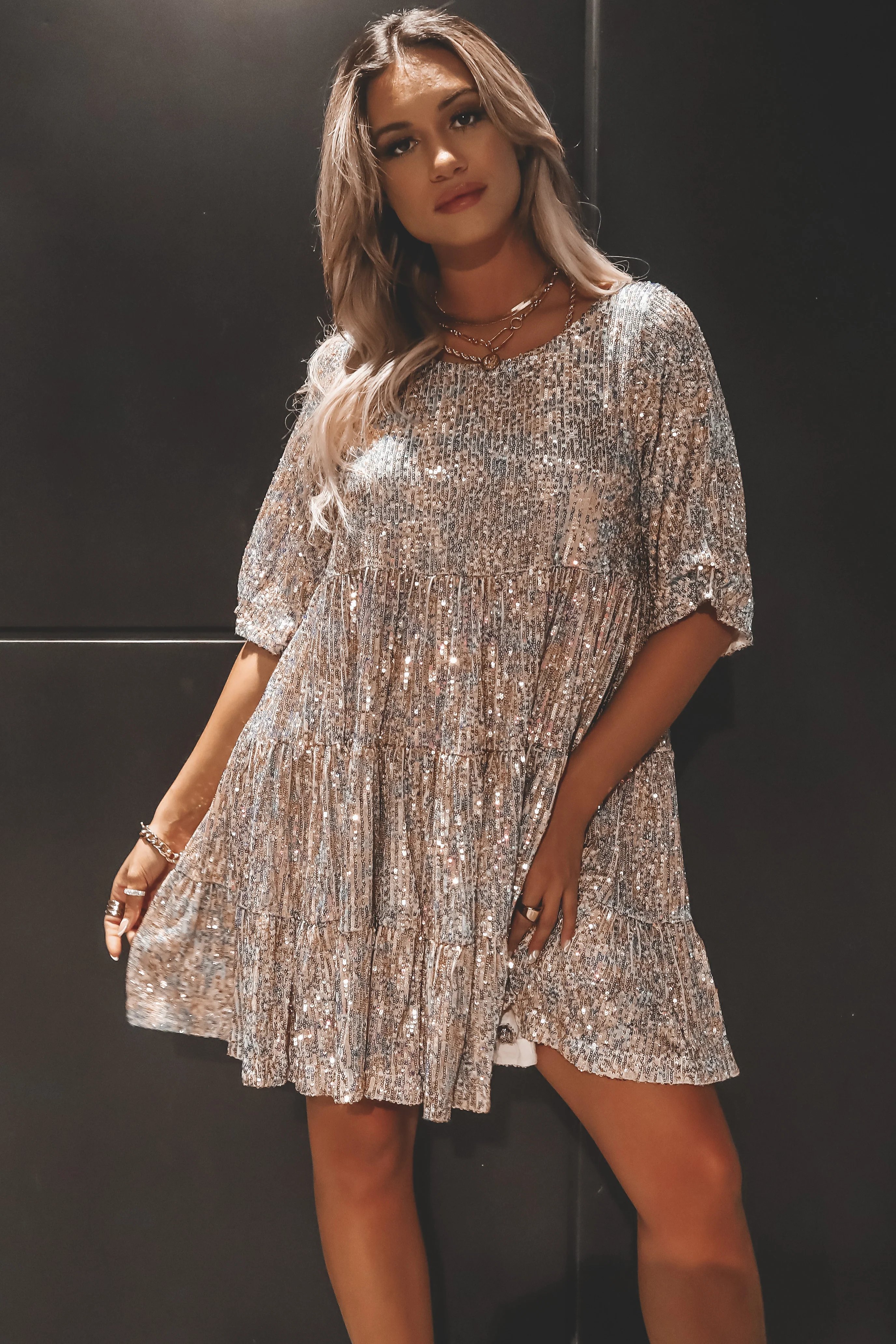 🔥Last Day Sale - 50% OFF✨Sequin Baby Doll Dress