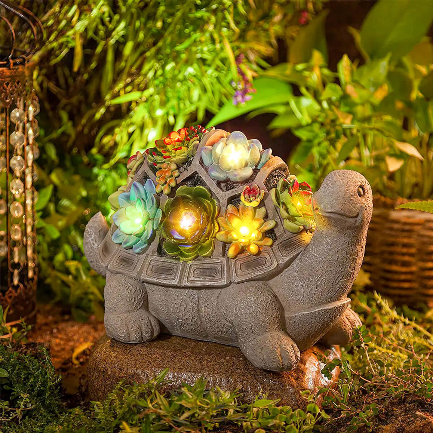 🔥Solar Garden Statue Turtle Figurine 7 LED Lights