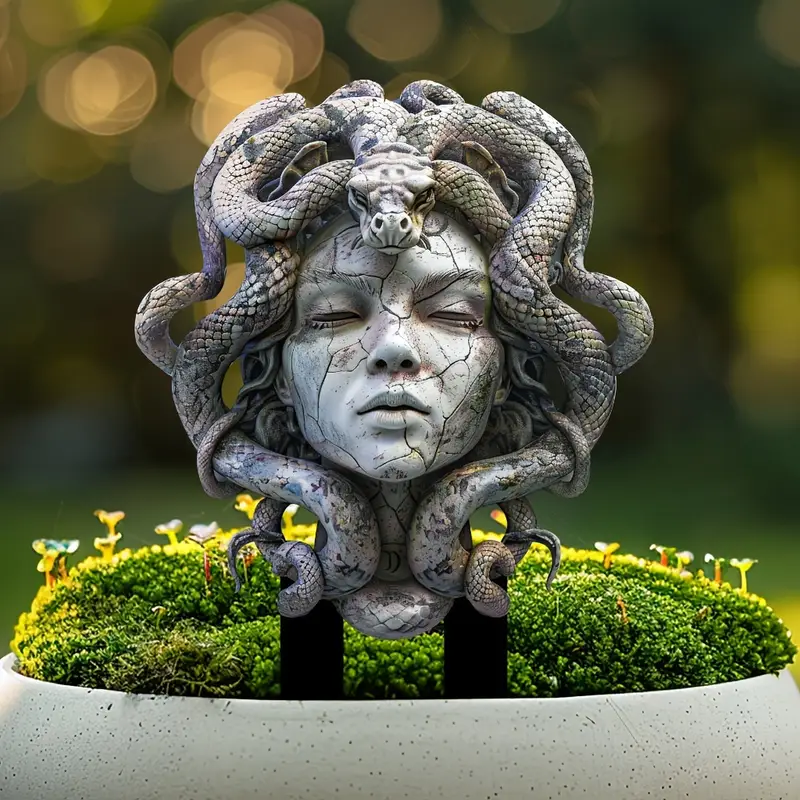 Medusa and Snake Garden Stake