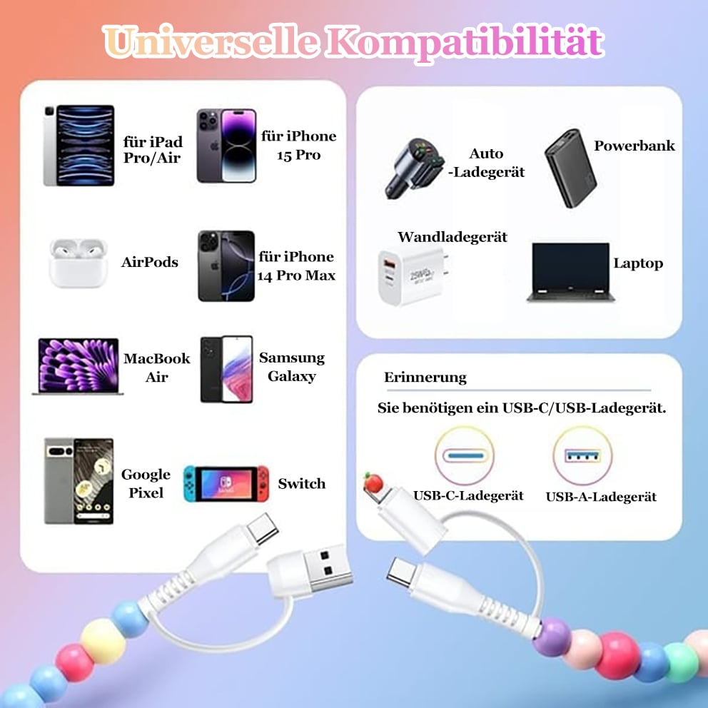 🔥LETZTER TAG – 49 % Rabatt🌈Vier-in-eins-Datenkabel-Ladekabel