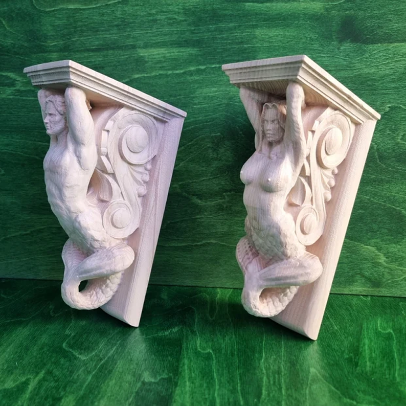 Mermaid and Merman Corbels