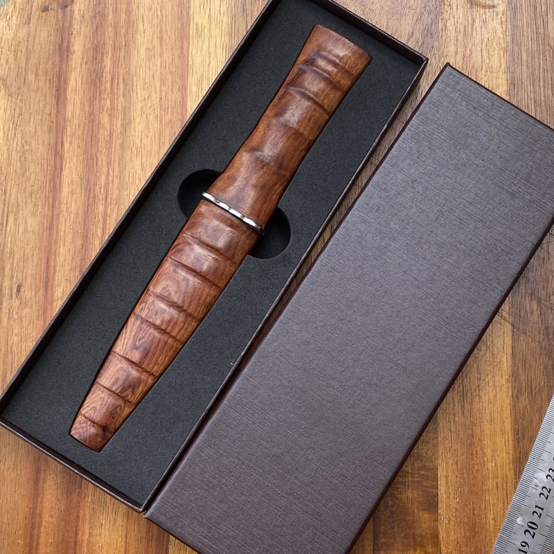 Hand forged Damascus steel knife with wooden sheath