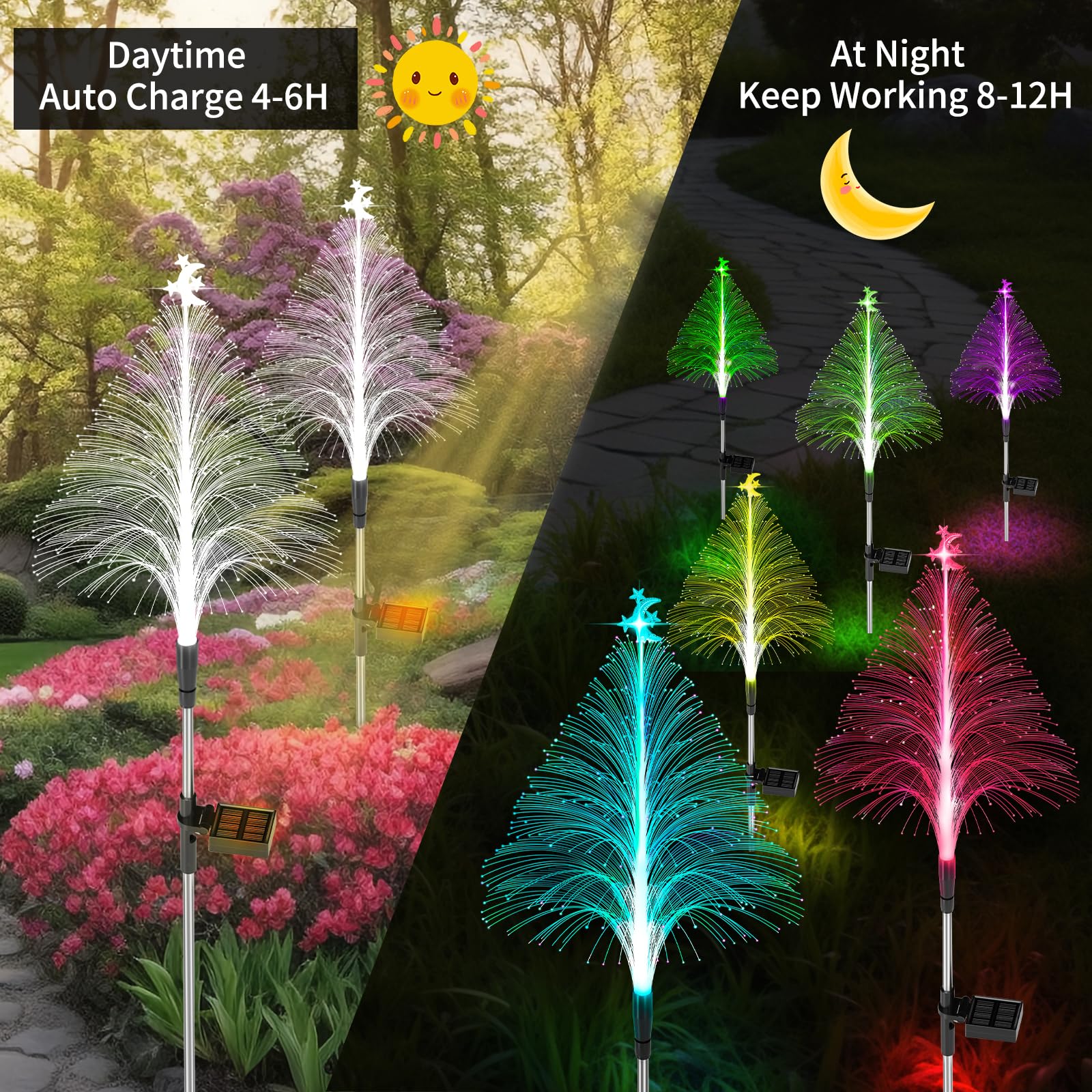 🎄🌈Solar Power Color Changing Christmas Tree Outdoor Lights