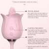 Lurevibe - 3-in-1 Blooming Sexy Pink Rose Toy Rotating Pearls Telescopic Tongue-licking Vibrator