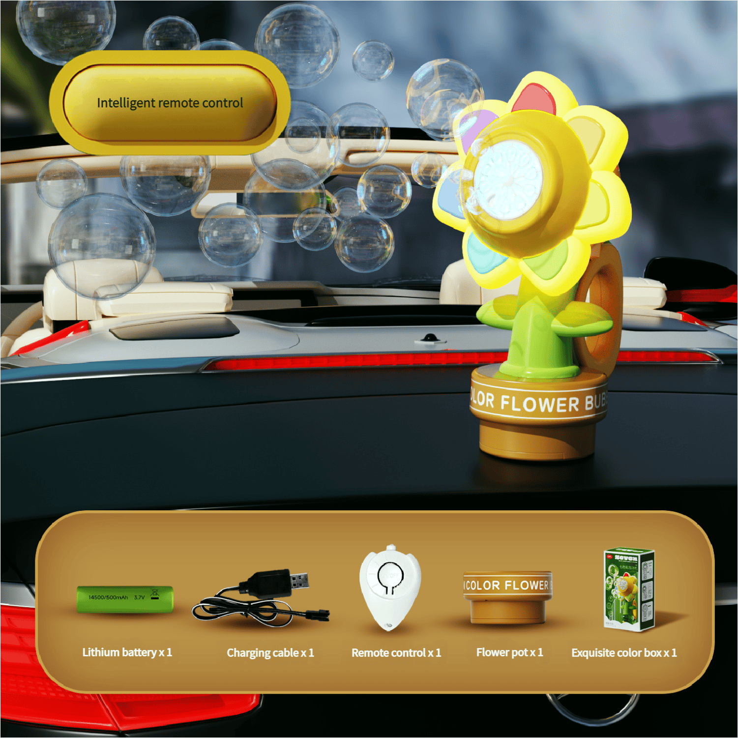 🎁TikTok Last Day Sale - 70% OFF🎉Car-mounted rechargeable fun swing dance sunflower bubble machine🌻✨