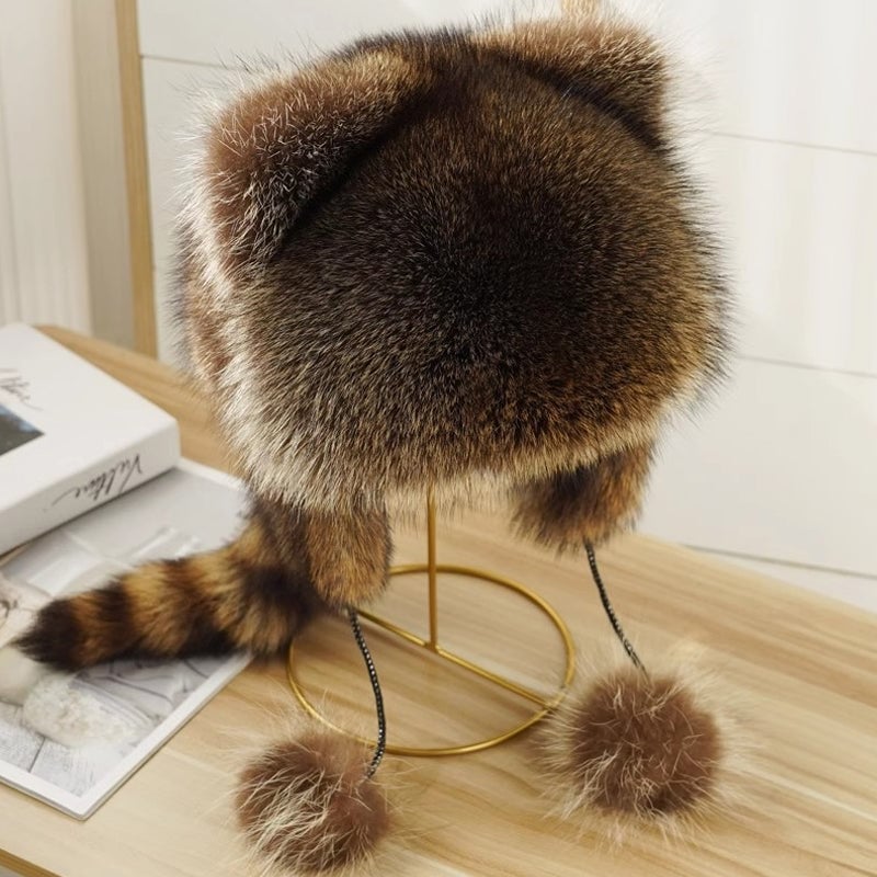 💥LAST DAY SALE 50% OFF🔥Cute Faux fur Raccoon Tail Parent-Child Plush Hat