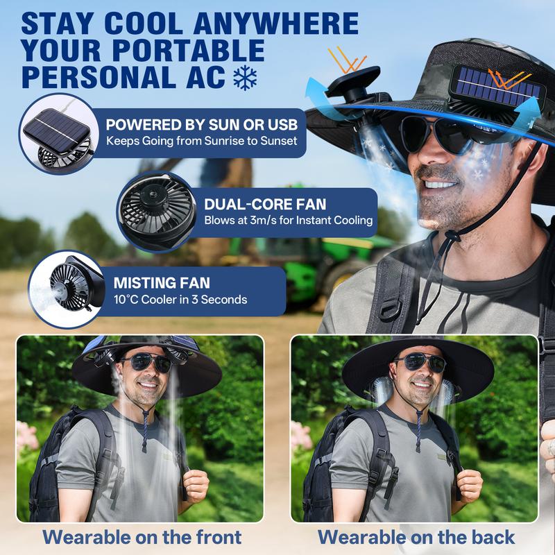 ❄️New Upgraded Spray Fan⚡2025 New Ultra-Light Solar Air Conditioner Fan Sun Hat ⚾ (Weighs Only 11 Ounces)