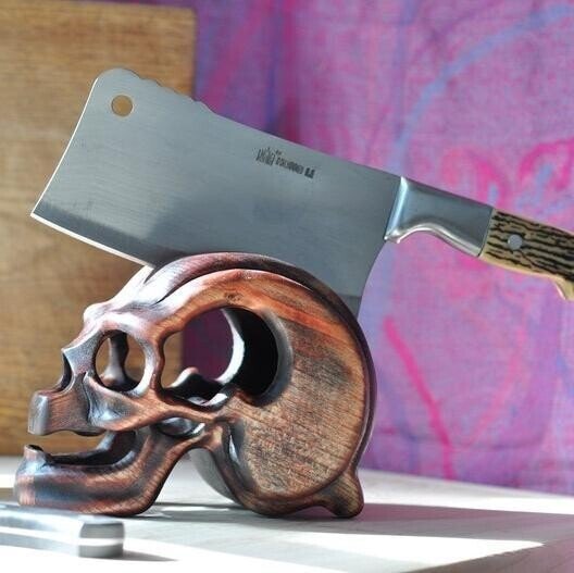 NEW YEAR SALE NOW-48% OFF 🔥 -- Wood Skull Knife Stand For Kitchen Knife -- 🔥Buy 2 Get Free Shipping