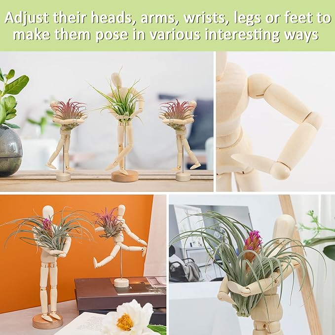 🔥Hot Sale 50% OFF🔥Handmade Wooden Jointed Mannequin Air Plant Holder