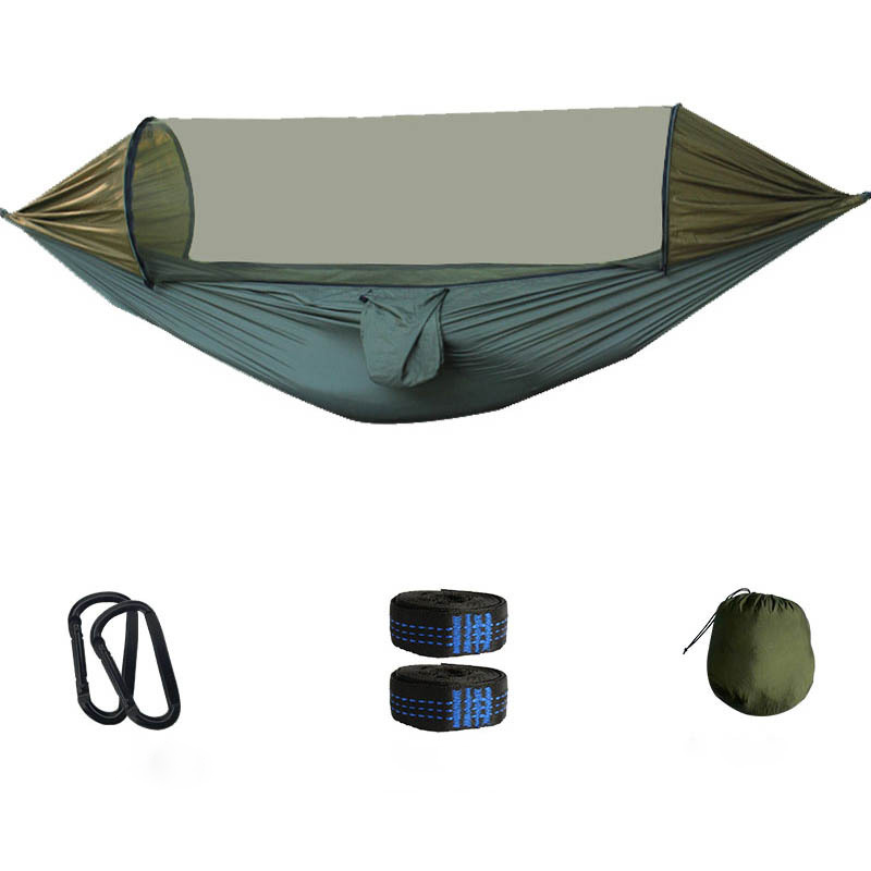 Portable Anti-mosquito Camping Hammock Tent Double & Single, Lightweight Nylon Parachute Hammocks for Backpacking, Travel, Beach, Backyard, Patio, Hiking