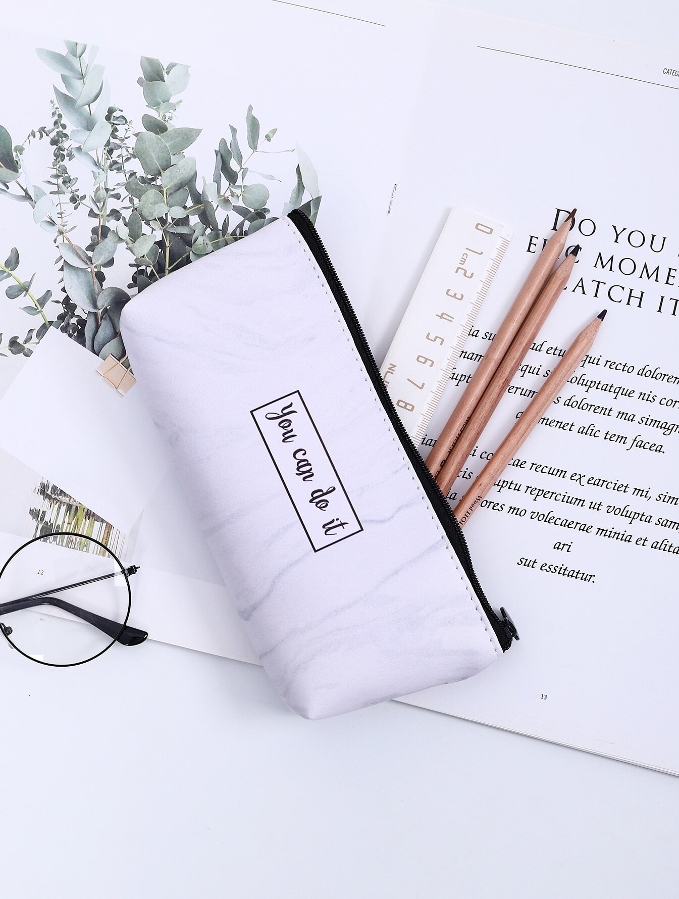 Slogan Print Pencil Case 1pc