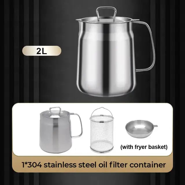 2-in-1 304 Stainless Steel Multifunctional Oil Strainer Pot