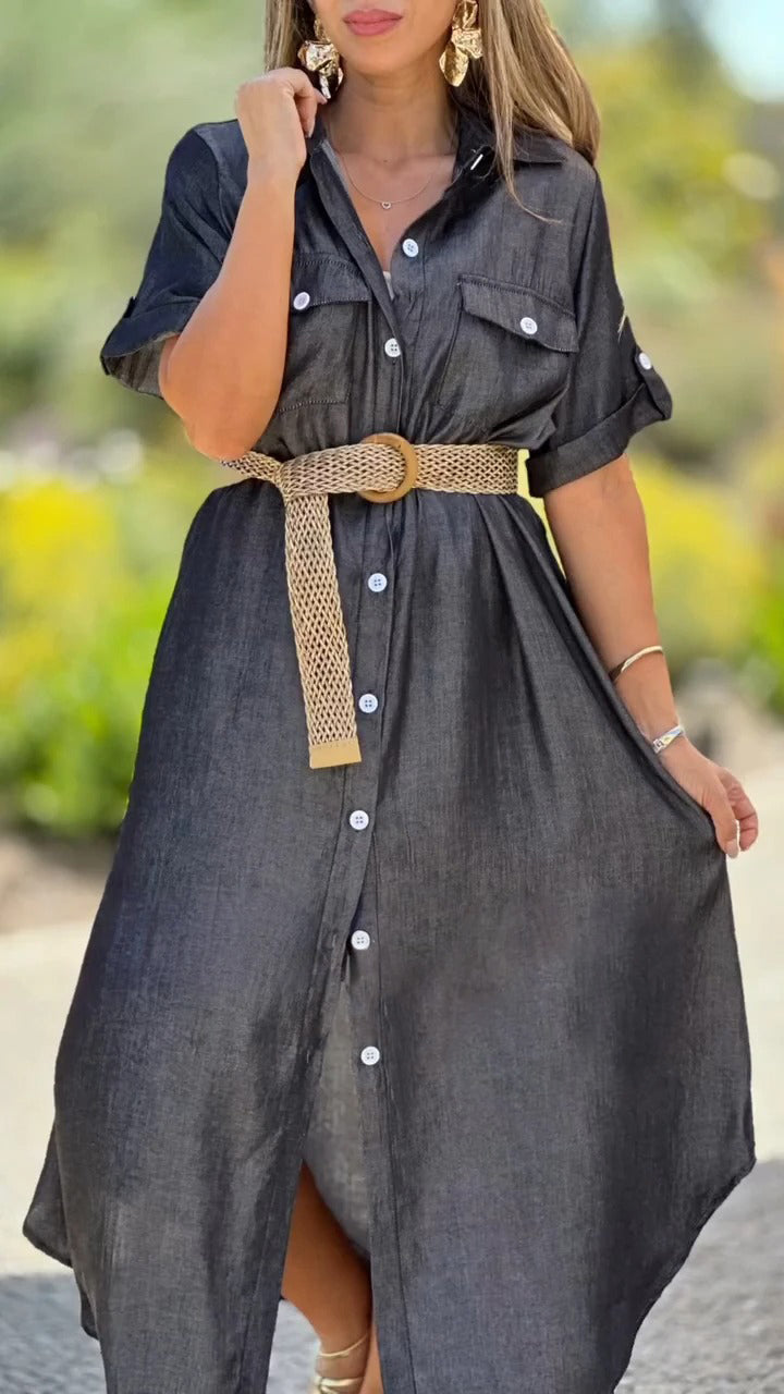 Women's Casual Lapel Single-breasted Long Shirt