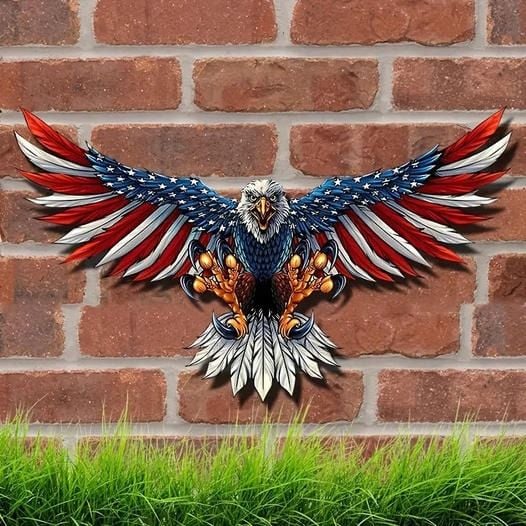 🦅Handmade Bald Eagle with Flag Wings