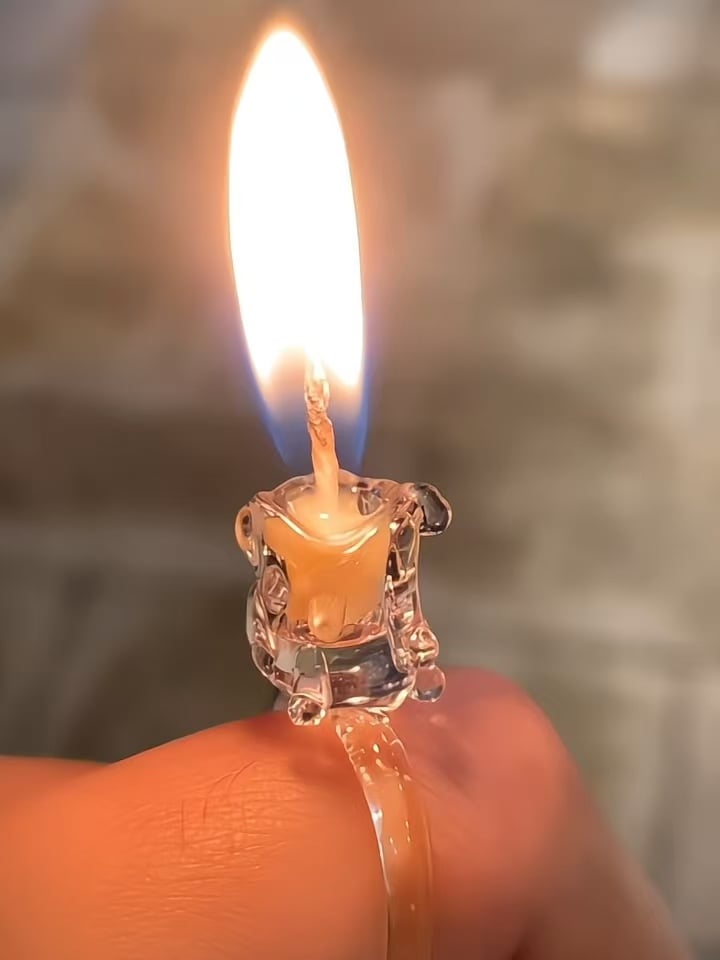 💍🕯Handmade Glass Candle Ring