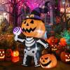 🔥Last Day Promotion - 60% OFF🎁6 FT Outdoor Halloween Inflatables Pumpkin with Skull Body & LED Lights