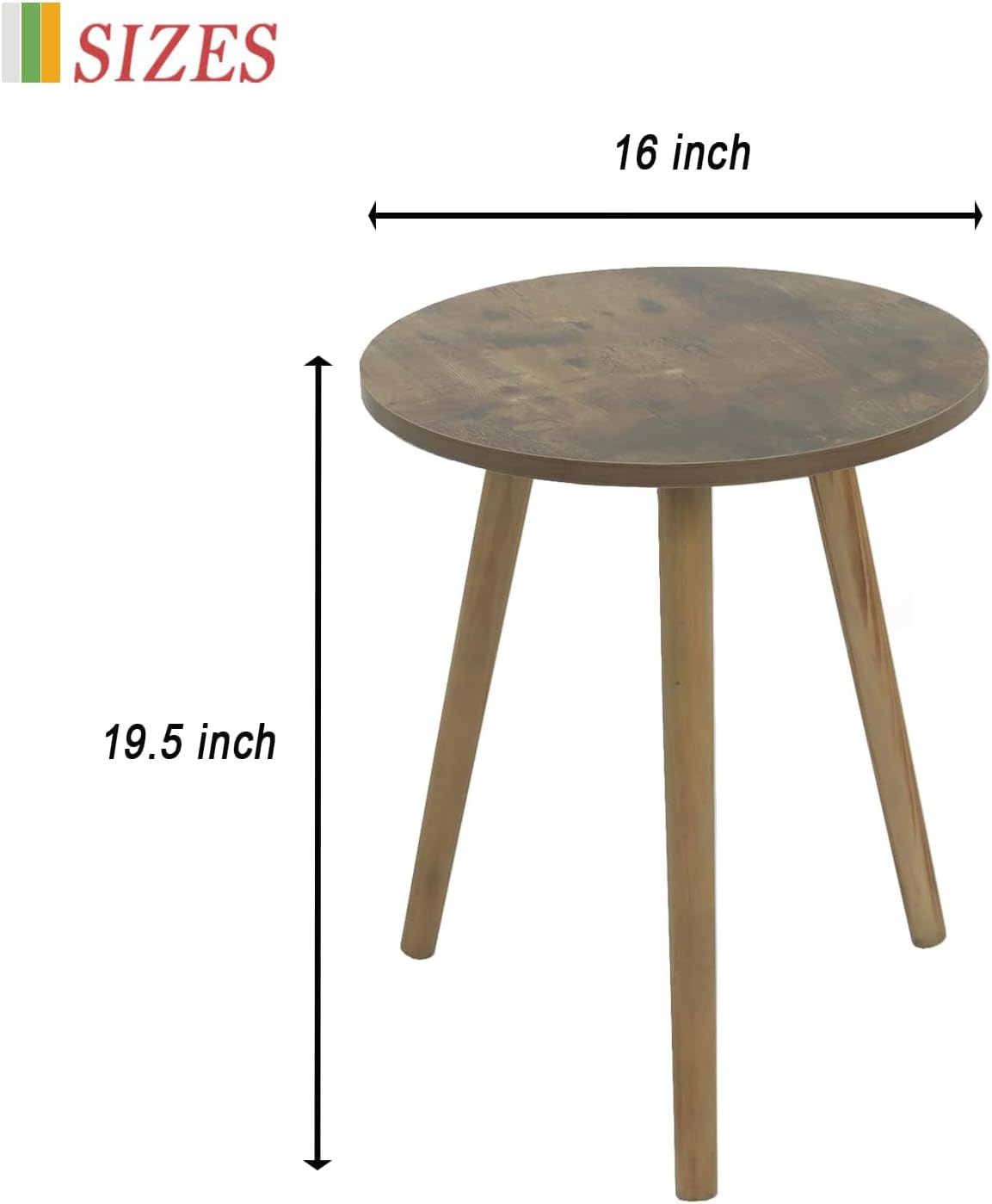 AWASEN Round Side Table, Small End Table for Living Room, Modern Wood Accent Table Coffee Side Table with Wood Legs for Small Space, Easy Assembly, Rustic Brown