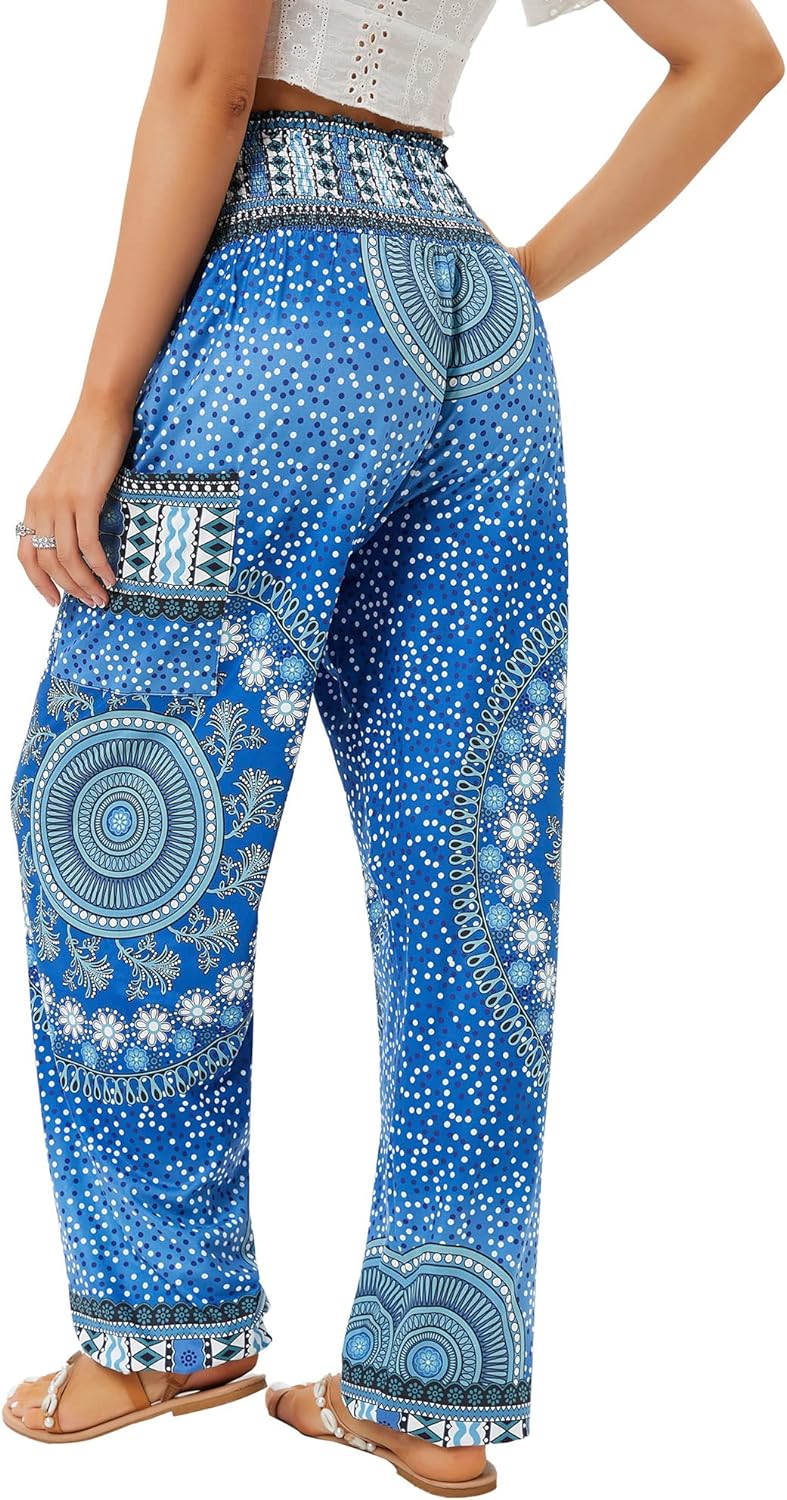 QIANXIZHAN Women's Harem Pants, High Waist Yoga Boho Trousers with Pockets