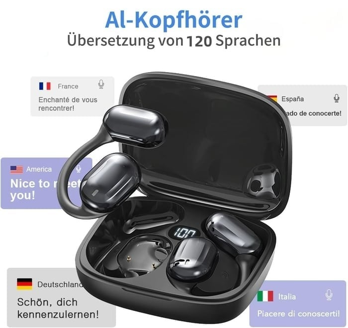 🔥Letzter Tag Verkauf 49% Rabatt👂AI-Übersetzung Kabellose OWS Bluetooth 5,4-Ohrhörer (kompatibel mit iOS und Android)
