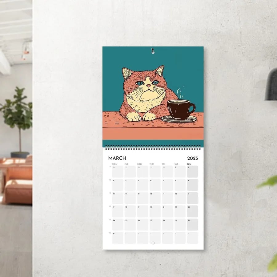 🐈2025 Cat Calendar - 📅Cats Chillin' With Coffee☕