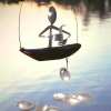 🐟Handmade Fishing Man Spoon Fish Sculpture Wind Chime