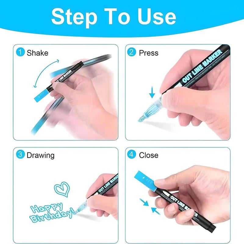 🎄⏰Last Day 49% OFF🎉 Double Line Outline Art Pen Marker Pen