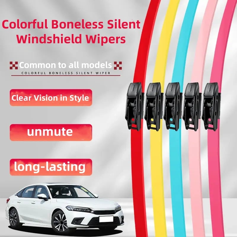 🔥Last Day Promotion 48% OFF-🎁-Colorful Boneless Silent Windshield Wipers - Clear Vision in Style!