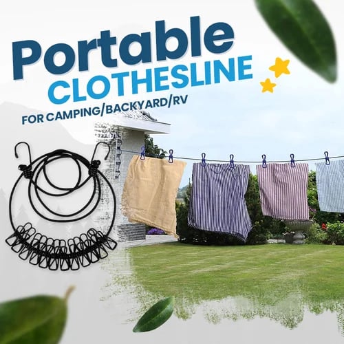 (🔥Last Day Promotion - 50% OFF) Portable Clothesline for Camping/Backyard/RV - Buy 3 Get Extra 20% Off