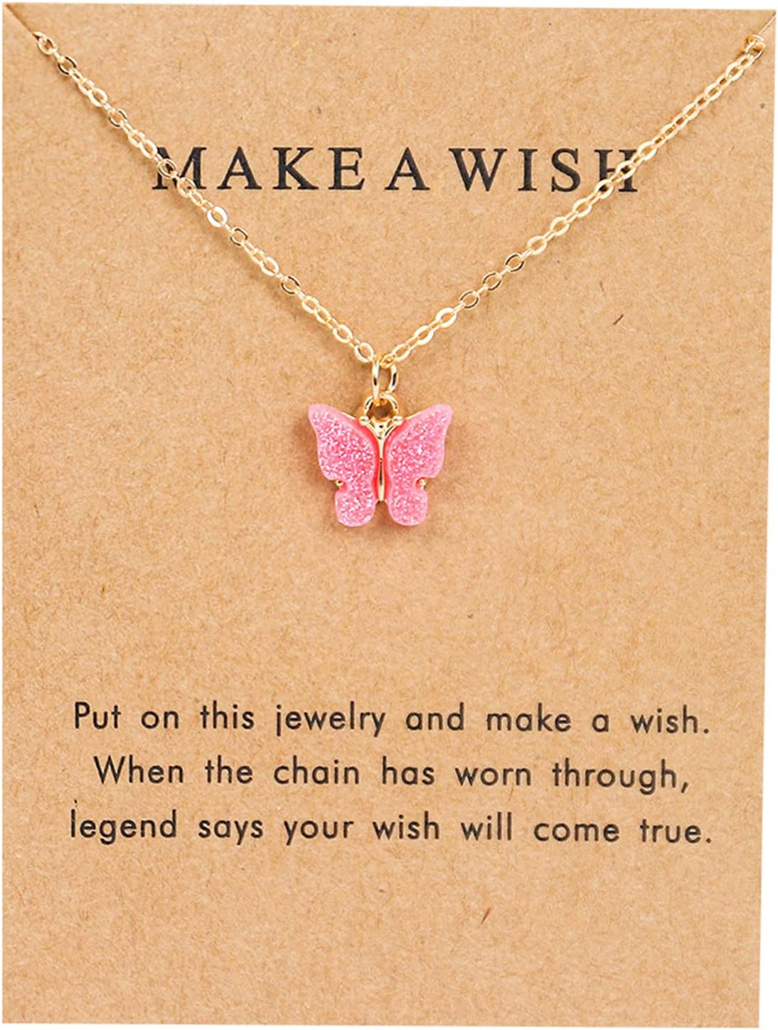 Colorful Acrylic Butterfly Pendant Necklace Bohemian Adjustable Retro Card Clavicle Chain Insect Animal Necklace for Women Girl Teen Friend Friendship Party Jewelry Gift