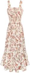 GRACE KARIN Women's 2024 Summer Floral Boho Dress Square Neck Strapped Swing A Line Beach Long Maxi Dress