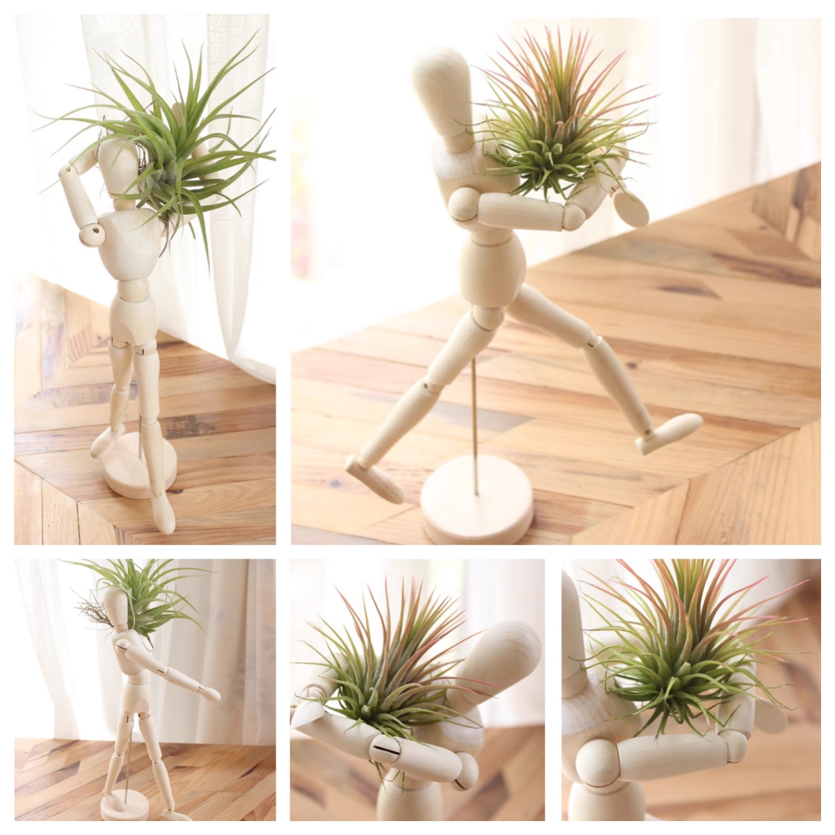 🔥Hot Sale 50% OFF🔥Handmade Wooden Jointed Mannequin Air Plant Holder