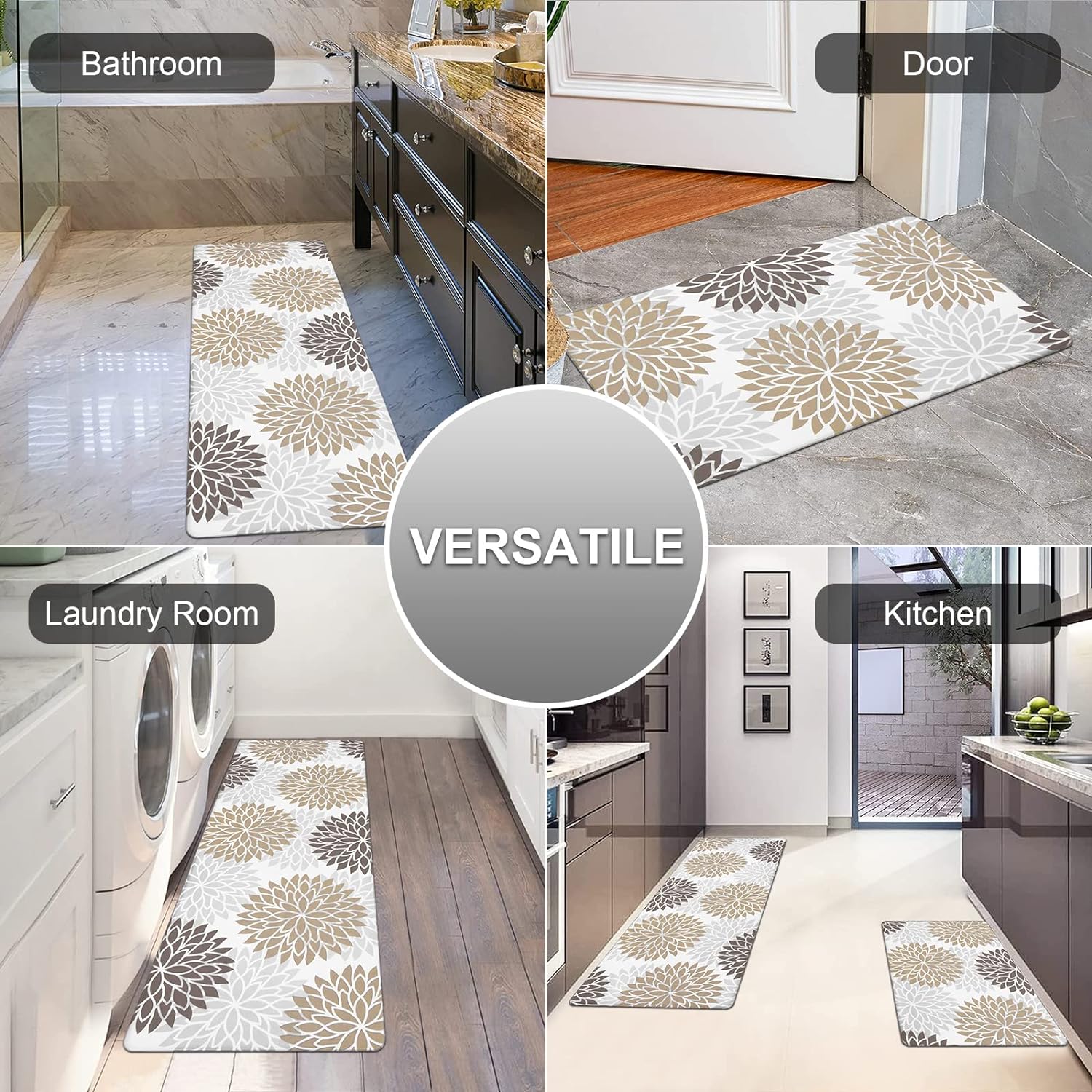 HEBE Anti Fatigue Kitchen Rug Sets 2 Piece Non Slip Kitchen Mats for Floor Cushioned Kitchen Rugs and Mats Waterproof Comfort Standing Mat Runner for Kitchen,Home Office,Sink,Laundry