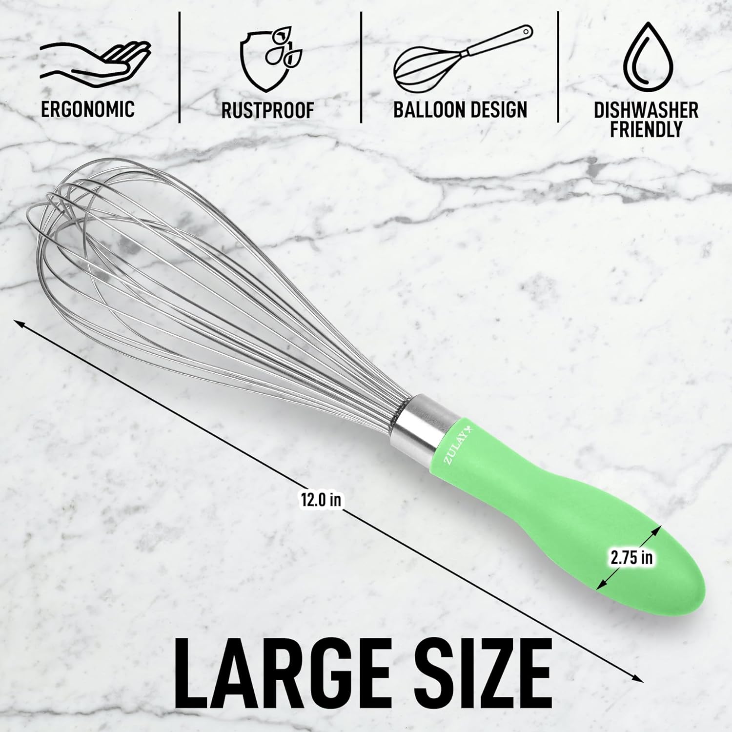 Zulay Kitchen 13-Inch Danish Dough Whisk - Wooden Danish Whisk for Dough with Stainless Steel Dough Hook - Traditional Dutch Whisk - Bread Whisk for Sourdough, Pizza, Pastry, Cake Batter