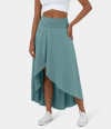 🌟A limited time special🌟 High Waisted High Low Ruffle 2-in-1 Flowy Quick Dry Casual Regular Maxi Skirt