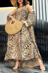 Women's Leopard Print Dress + Long Cardigan Set