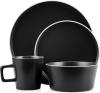 Stone Lain Coupe Dinnerware Set, Service For 4, Black Matte