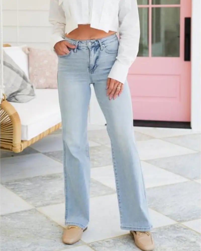 🎁TikTok Spring Last Day Promotion 48% OFF-🎁- Plus Size High Rise Vintage Wash Straight Leg Jeans