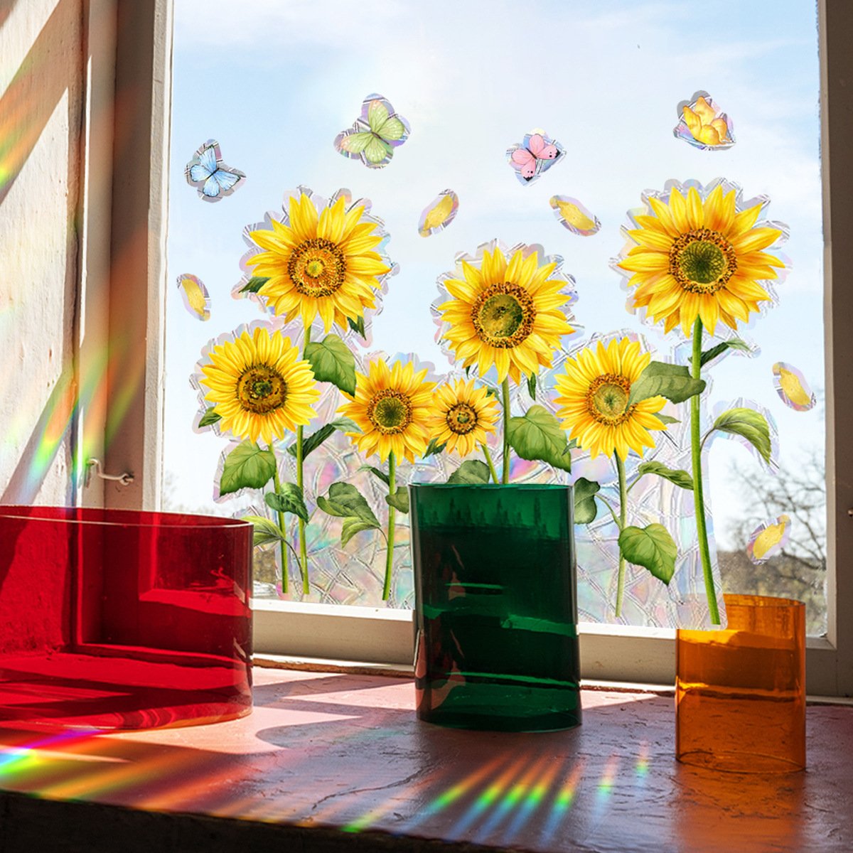 Reusable Flower Transparent Stained window sticker