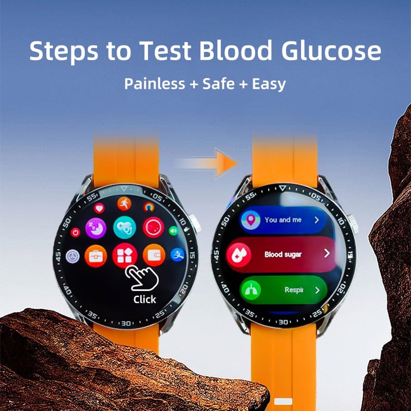 🔥LAST DAY SALE 70% OFF💥HW Painless Blood Glucose ALL DAY Monitoring Smart Bluetooth Watch