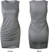 BTFBM Women 2024 Summer Sleeveless Tank Dresses Crew Neck Slim Fit Short Casual Ruched Bodycon Party Club Mini Dress